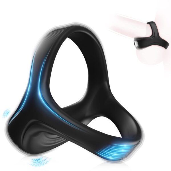 VIP17 Triple-Ring Vibrating Delay Ring – Rechargeable Waterproof Cock Ring for Couples