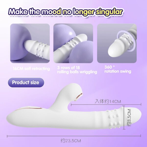 VIP08 Premium Suction Rotating Telescopic Vibrator