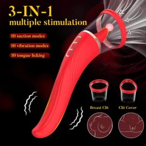 VIP63 Red Suction & Vibrating Massager for Women VIP63 Rechargeable Red Suction Vibrating Massager for Women